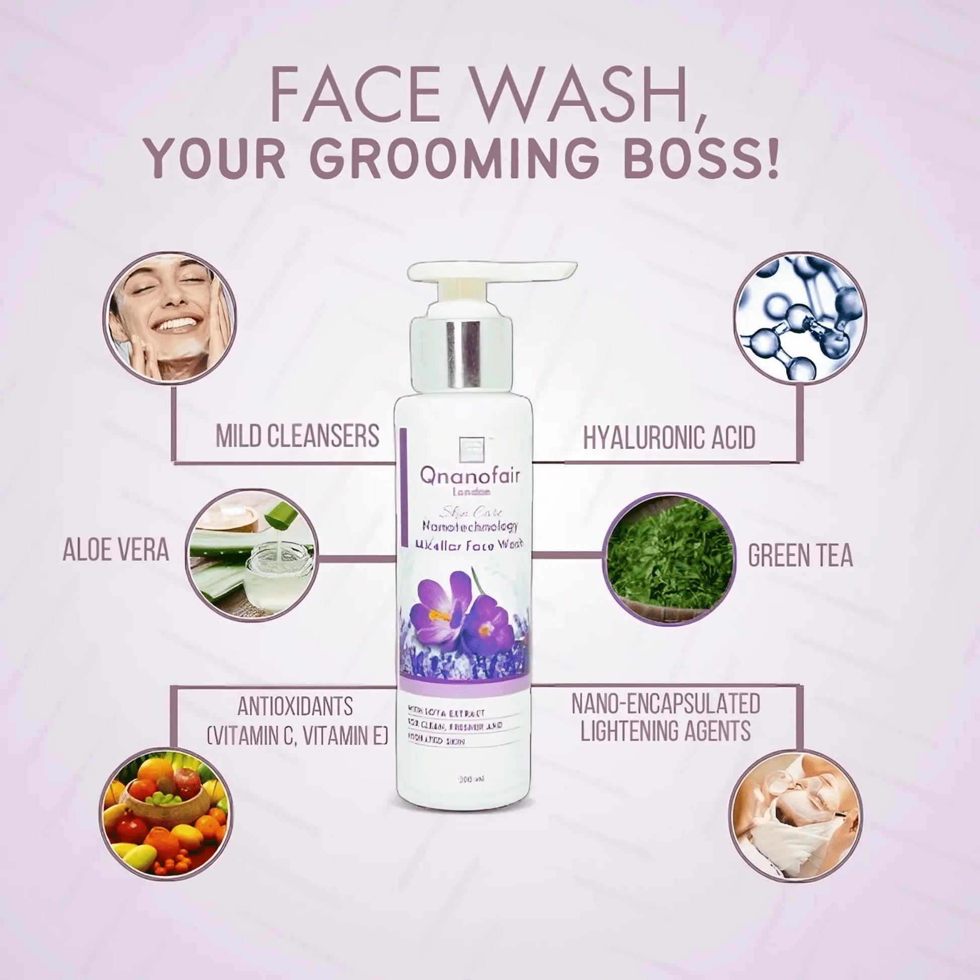 Qnanofair Nano-Encapsulated Lightening Agents Face Wash QNanofair